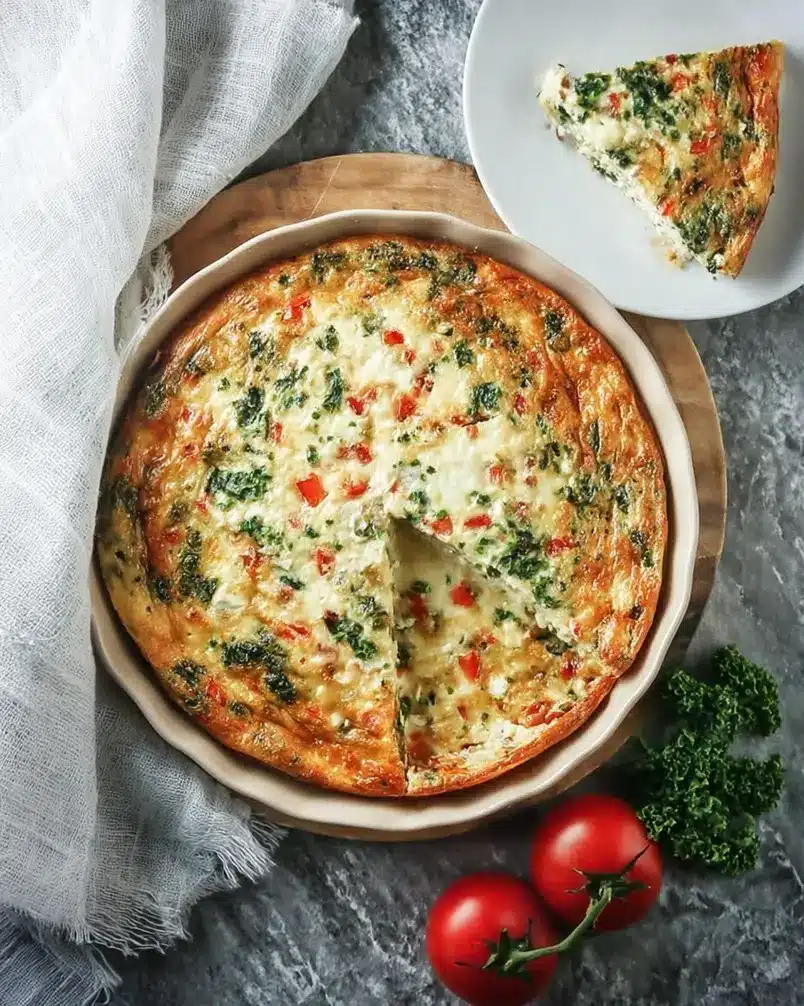 Easy Crustless Egg White Quiche 2 Recipe ingredients prepared for making crustless egg white quiche