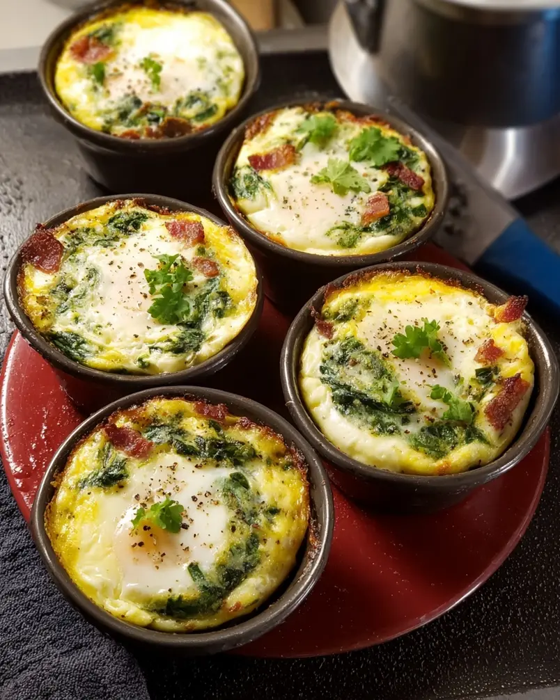 Low-Carb Bacon Spinach Egg Cups