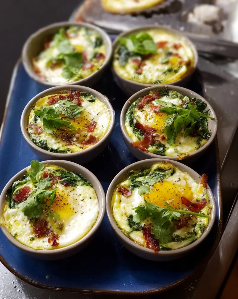 Low-Carb Bacon Spinach Egg Cups 2 Cooking process image