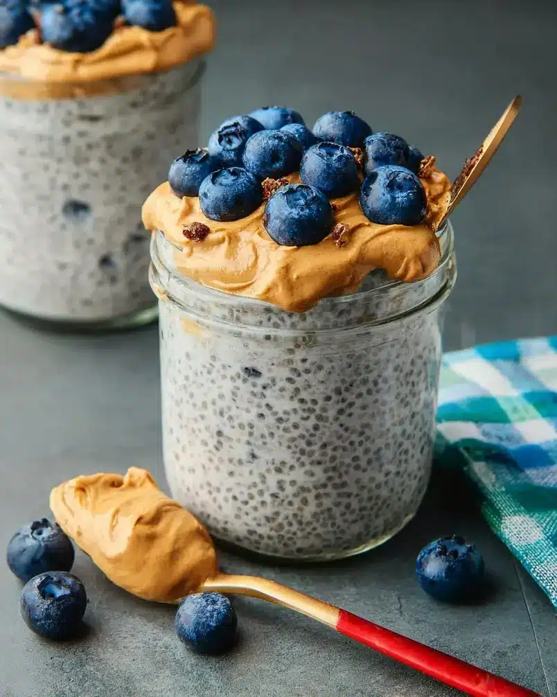 High-Protein Blueberry & Peanut Butter Chia Pudding