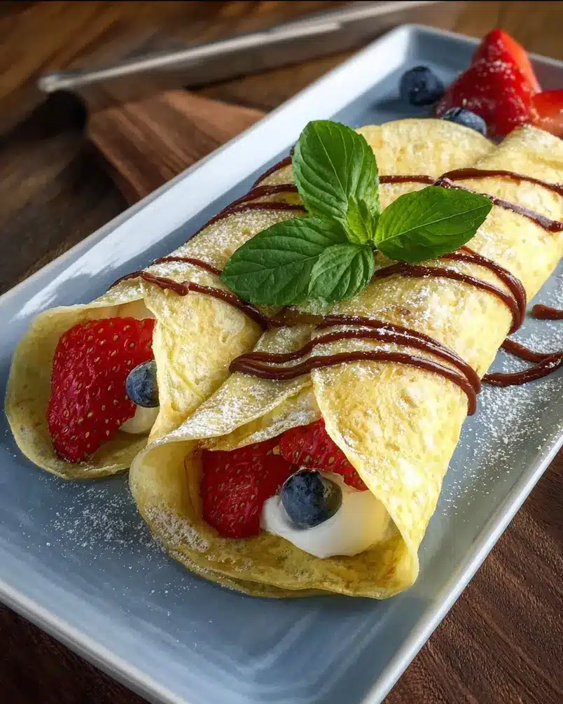 Easy Healthy Crepes Recipes for Sweet & Savory Dishes 3 Image of a cooking pan with batter being spread to make a crepe.